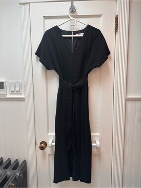 Boden Black Short Sleeve  Belted Midi Jumpsuit - Sz 8p